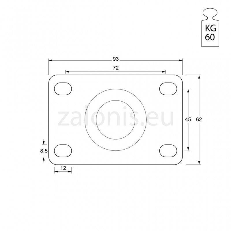 INDUSTRIAL WHEEL 405 D.63 / H.90 / 60KG / WITH BRAKE